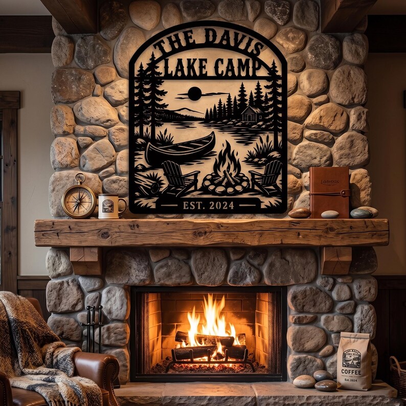 Custom Lake House Metal Sign, Personalized Family Name Camp Decor ...