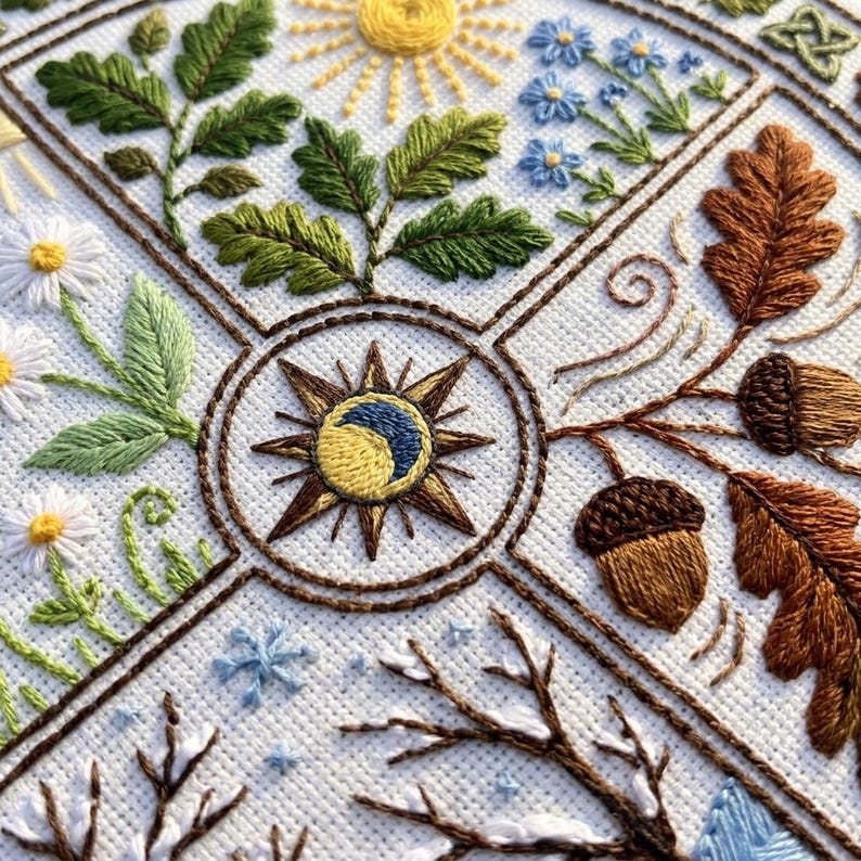 Four Seasons Embroidery Kit – Celtic Pagan Nature Wheel Craft (beginner ...