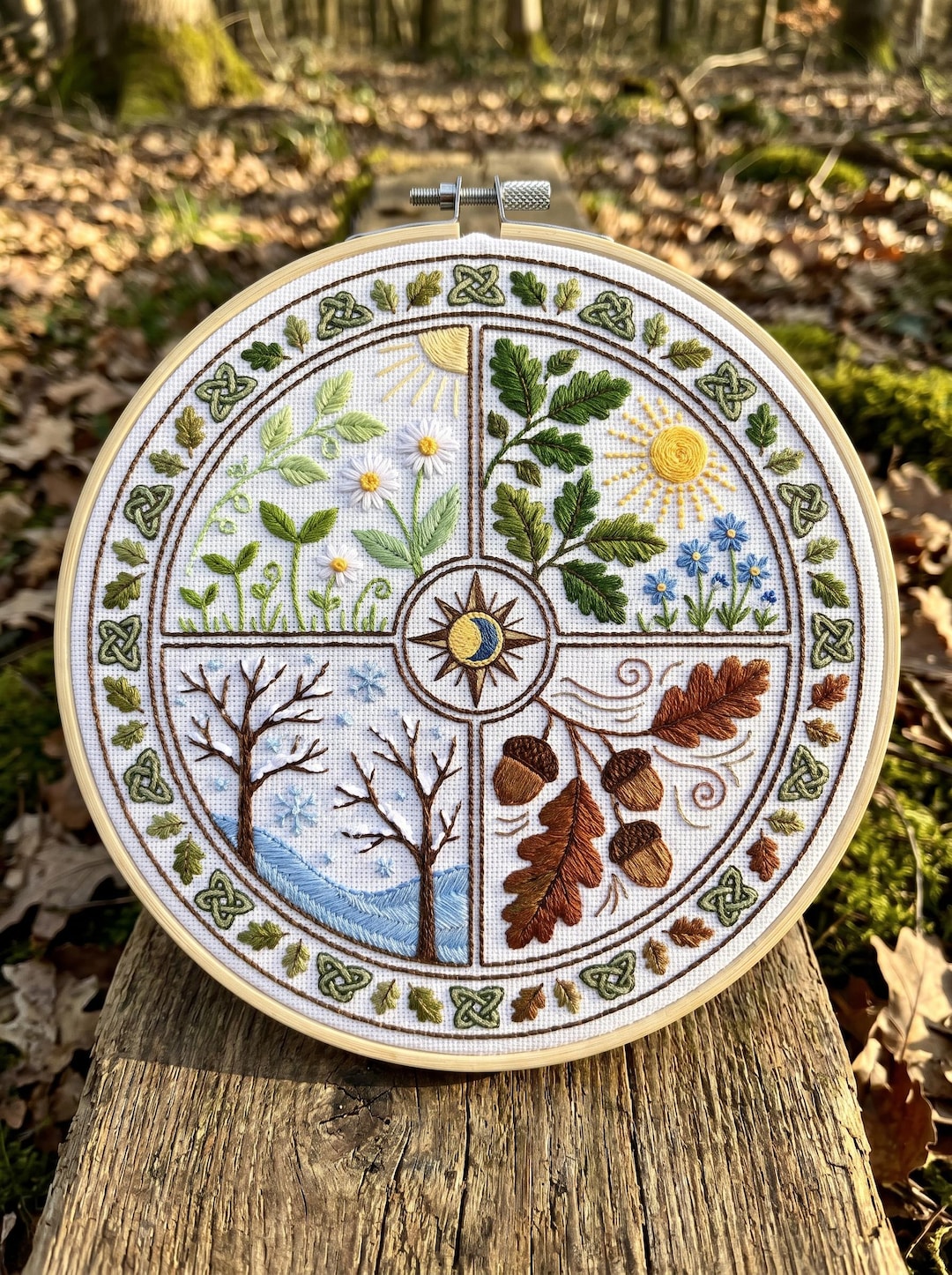 Four Seasons Embroidery Kit – Celtic Pagan Nature Wheel Craft (beginner ...