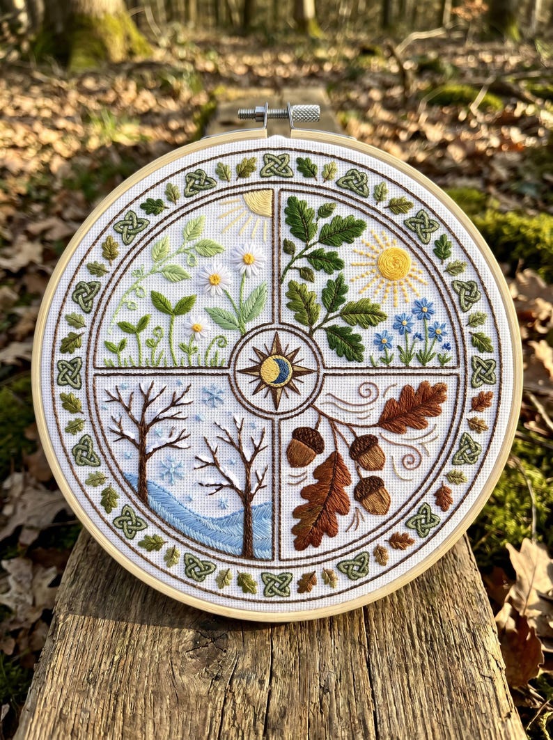 Four Seasons Embroidery Kit – Celtic Pagan Nature Wheel Craft (beginner ...