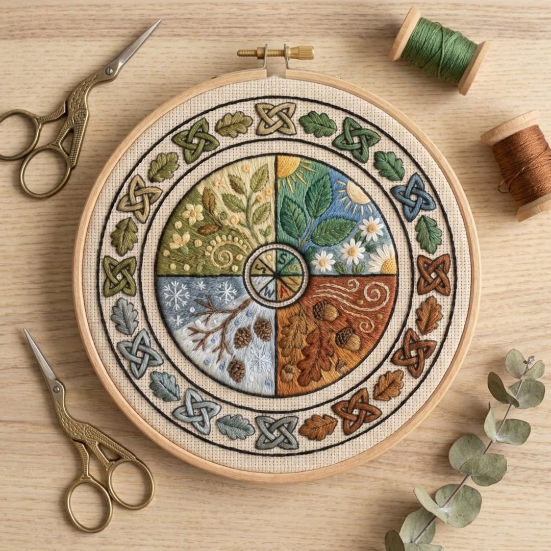 Four Seasons Wheel of the Year Embroidery Kit – Nature Craft, Celtic ...
