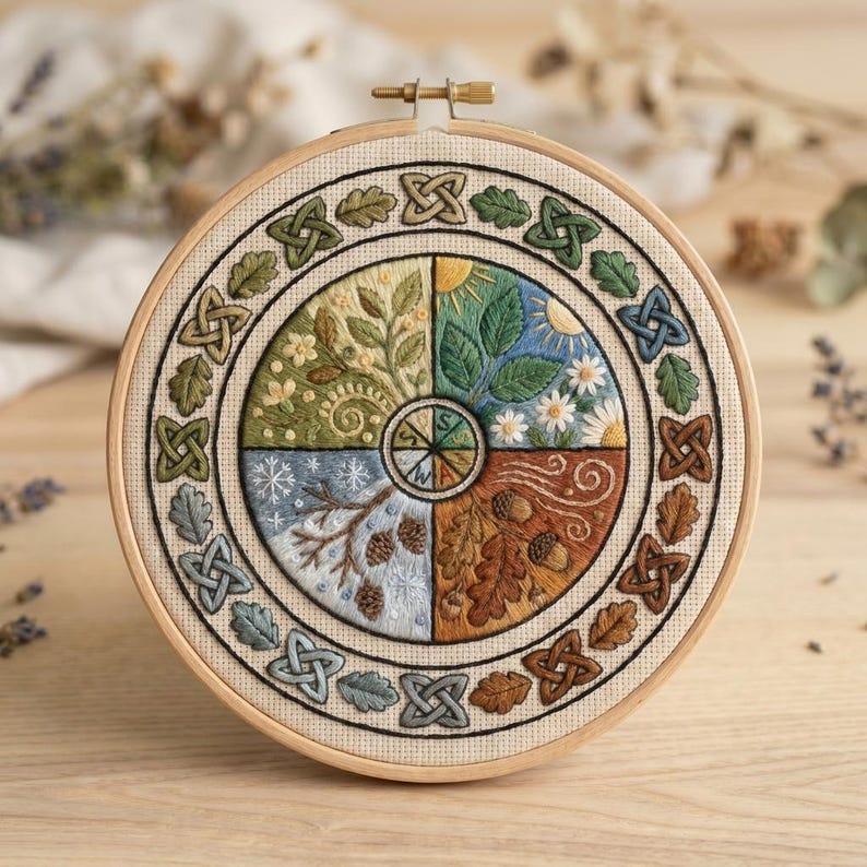 Four Seasons Wheel of the Year Embroidery Kit – Nature Craft, Celtic ...
