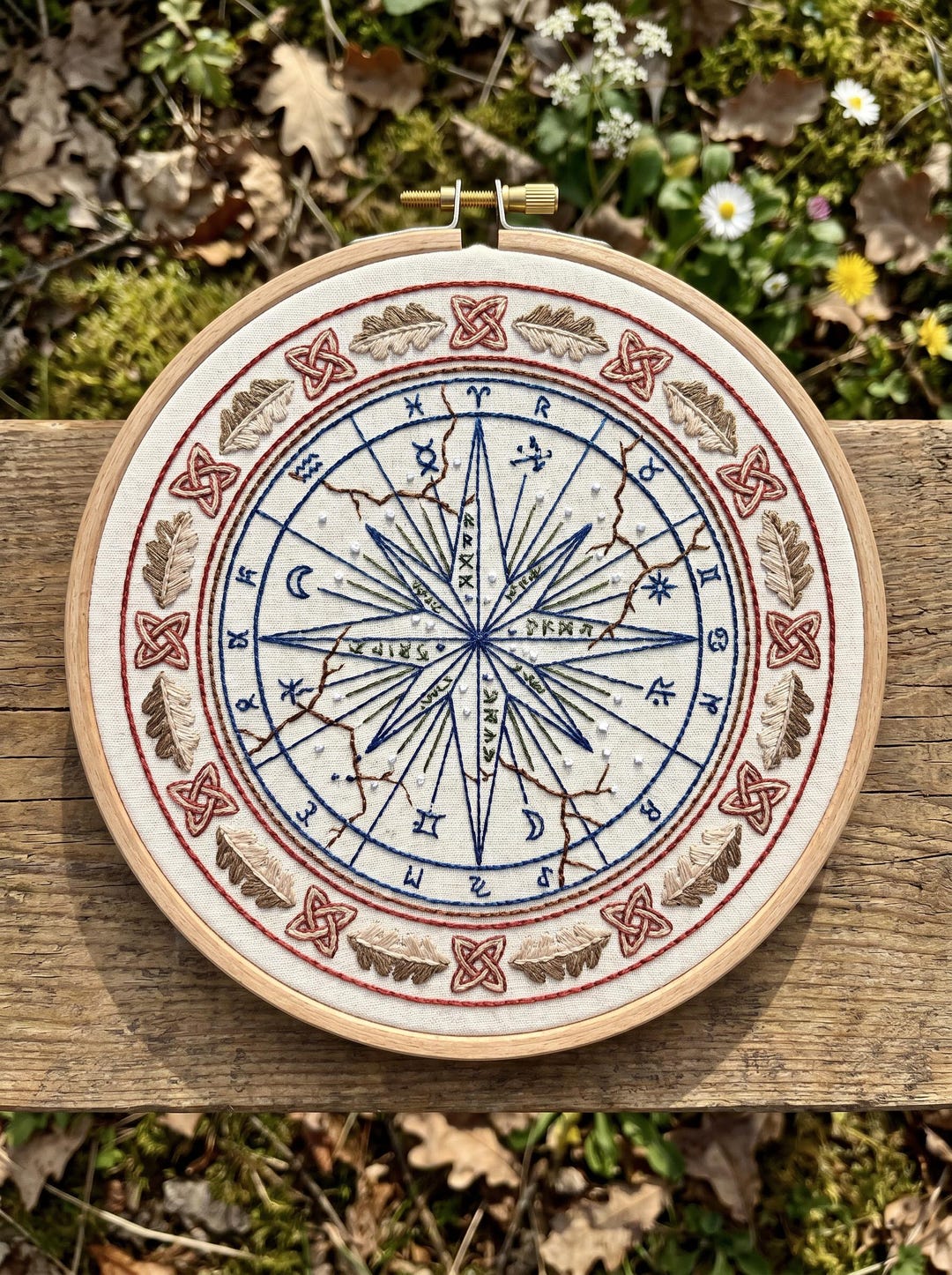 Celtic Compass Embroidery Kit - Viking Rune DIY Craft - Mystical Zodiac ...