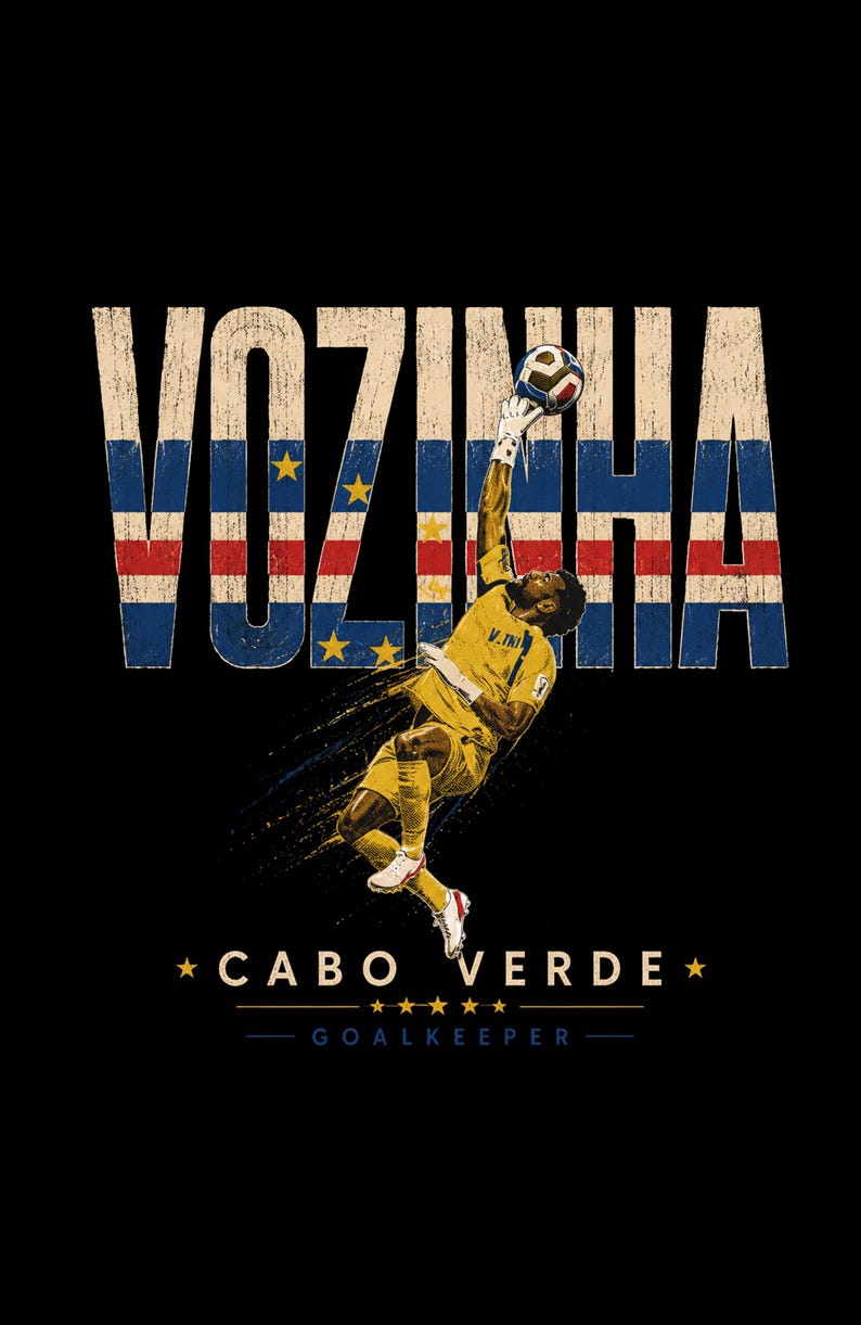 Koszulka Vozinha Cabo Verde Flag Save Action Vintage Mineral Wash Black Cotton, spersonalizowana koszulka dla kibica piłki nożnej w dużym rozmiarze, 3 opcje kolorystyczne Digital File Only