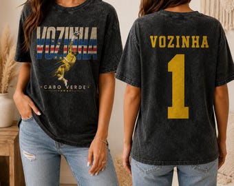 Koszulka Vozinha Cabo Verde z nadrukiem z przodu i z tyłu, z czarną bawełnianą koszulką w kolorze mineralnym, z nadrukiem w stylu vintage, z nadrukiem w rozmiarze oversize dla miłośników piłki nożnej, 3 kolory