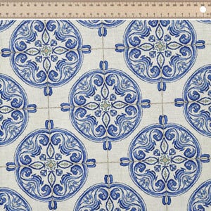 Portuguese azulejo tiles Pattern, Fabric by the meter, 147 cm Wide, Polyester