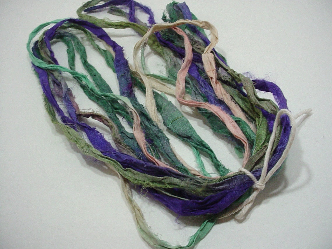 9 Mixed Bundles of Specialty Fibers Ribbon Yarns & Sari Etsy