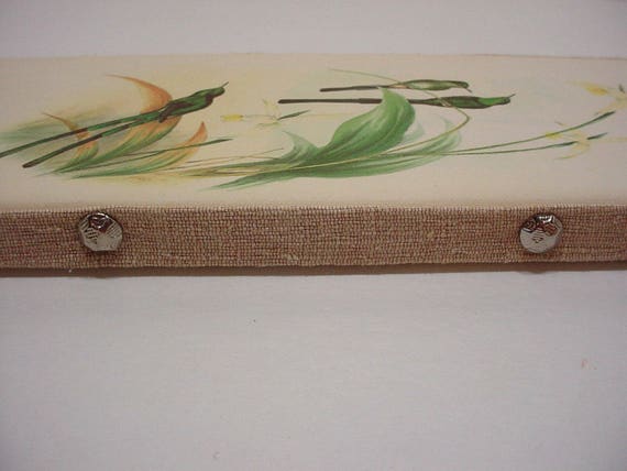 Bird Print Linen Wrapped With Decorative Nail Heads Etsy