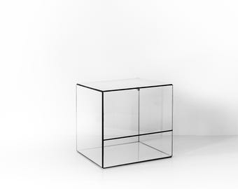 Szklana obudowa dla pająków skaczących 20x20x20 cm | Terrarium otwierane od przodu | Wentylowany blat z akrylu | Drzwi magnetyczne | Wodoodporne, szklane siedlisko