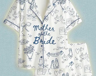 Brudens mors pyjamas i satin, nattkläder för bröllopsfesten, present till brudduschen