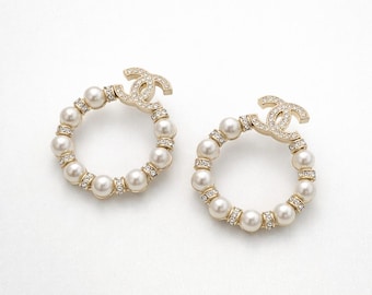 Pendientes vintage de Chanel, perlas blancas crema, joyas en tono dorado, regalo para ella.