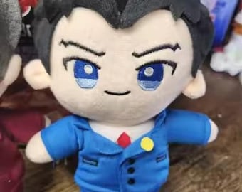 Handmade Anime Plush Doll | Blue Suit Chibi Character Stuffed Toy | Soft Kawaii Collectible Plushie | Cute Gift for Anime Fans