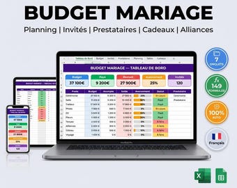 Wedding Budget Excel Google Sheets | Ceremony Reception Expense Tracker | Vendor Tracking | Automatic Dashboard | Download