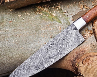 13" Handmade Damascus Steel Chef Knife with Rose Wood handle | Kitchen Knives | BBQ Knife | Gift for Chefs | Chef knife | Christmas gift.