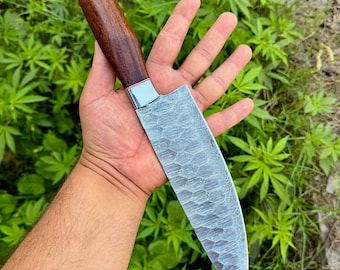 Handgemaakt koksmes van damaststaal 13" | Keukenmessen | BBQ-mes | Cadeau voor koks | Koksmes | Kerstcadeau | Cadeau voor haar.