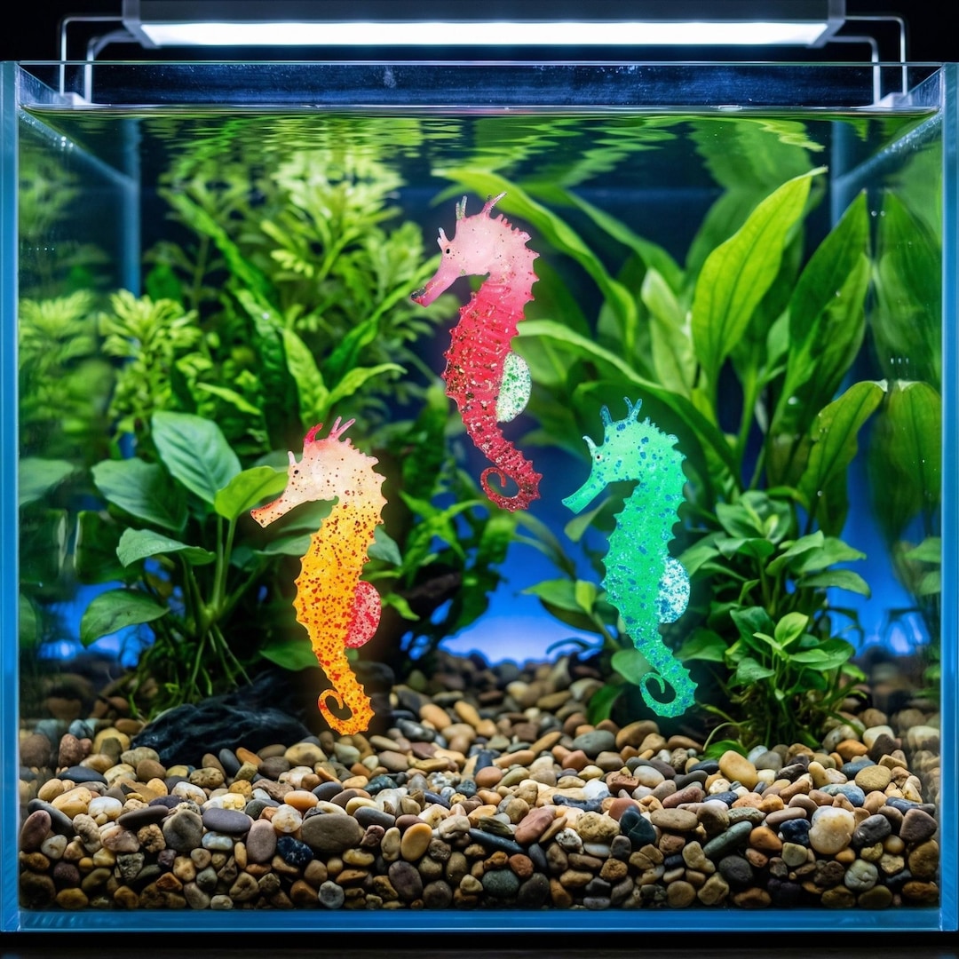 Seahorse Aquarium Decoration Glow in the Dark Fish Tank Decor Silicone ...