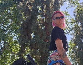 Rockstar Wear "Vibrant Cheeky Cherries" Booty Shorts Punk Metal Custom Wearables