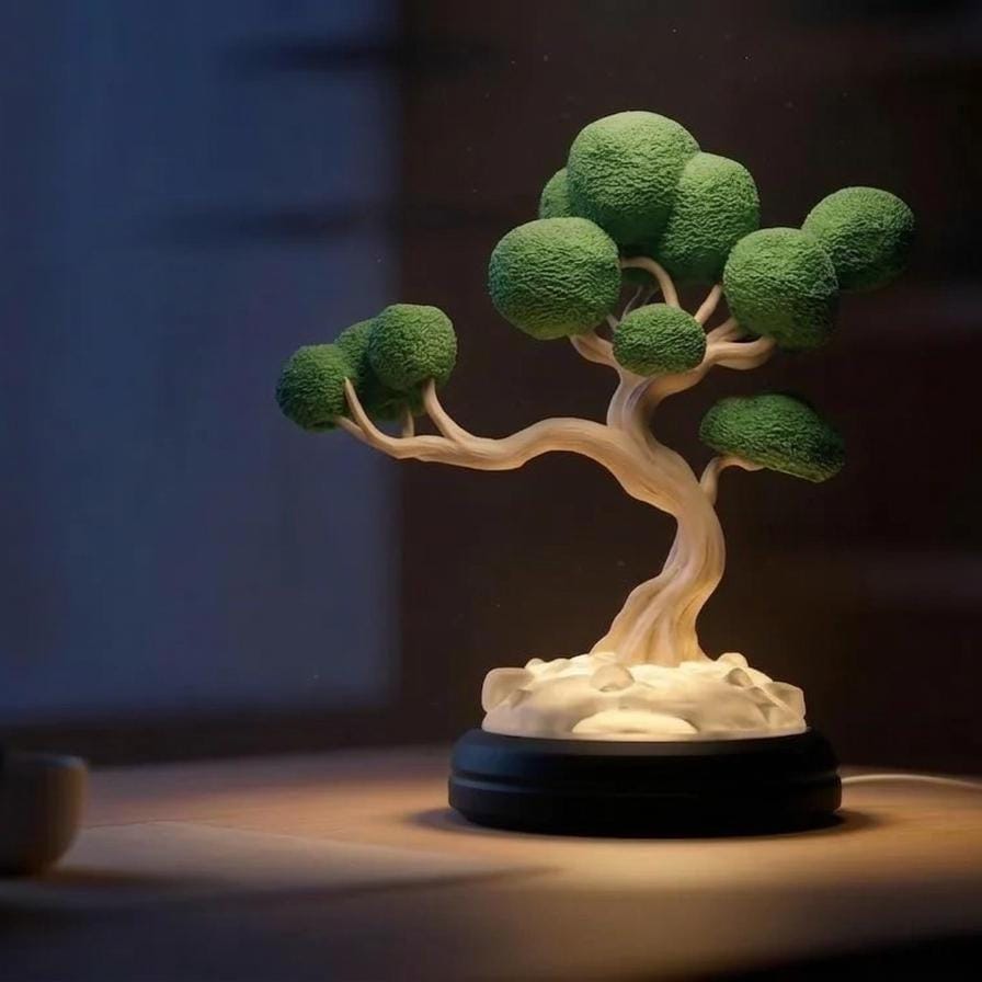 LED Bonsai Lamp - Luminous Japanese Tree Sculpture - Zen Night Light ...