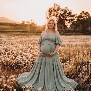 wedding dress with green Maternity Gwen Velvet Dress