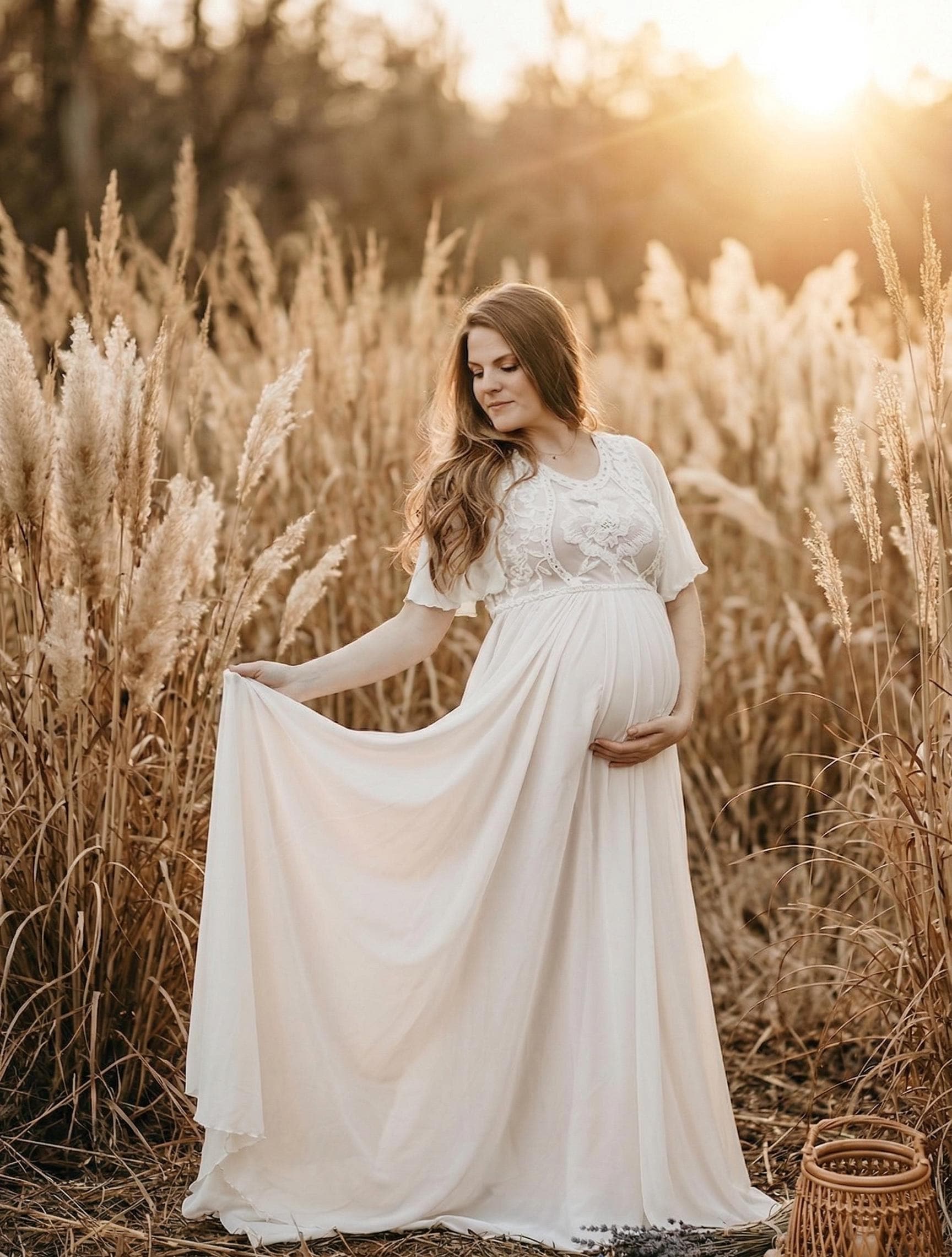 chinese dress ladies Summer Lace Maternity Dress for Photoshoot Clothes Props Off Shoulder  Flying Sleeve Plus Size Robes Gowns Pregnancy Dresses main image 0
