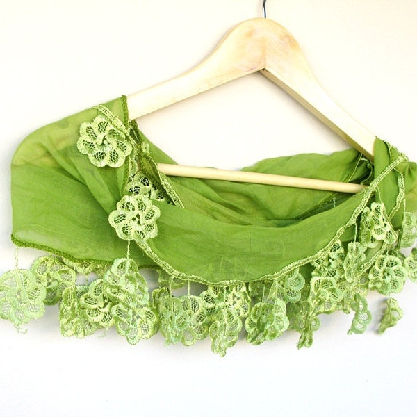 Free Shipping Green Natural Cotton Scarf Adorned Fringed Guipure Scarf,Bandana,Headband,Elegant 2013 fashion