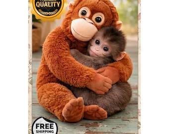 Soft Orangutan Plush Toy, Cuddly Monkey Stuffed Animal, Jungle Companion