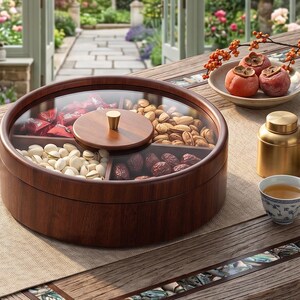 Multi-Compartment Divided Serving Tray, Section Nut and Candy Box, Large Capacity Table Organizer, Modern Snack Platter, Functional Gift