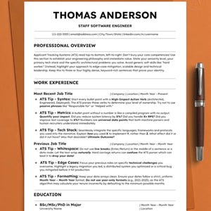 ATS Friendly Tech Resume Template Word Google Docs Software Engineer CV Minimalist Professional Modern Cover Letter References Two Page