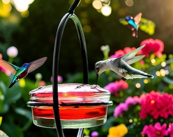 Wiszący karmnik dla kolibrów – dekoracja do użytku na zewnątrz – wiszący karmnik dla kolibrów z nektarem, odporny na pszczoły – zestaw 3 karmników dla kolibrów z recyklingu