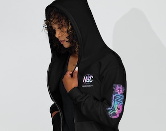 Neon Dragon Grid Collective Cyberpunk zip hoodie