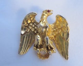 Eagle Americana Gold Tone Brooch Vintage 1950s