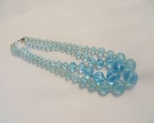Vintage Blue Double Strand West Germany Bead Necklace