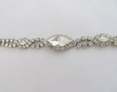 1950s Vintage White Rhinestone Bracelet Costume Jewelry