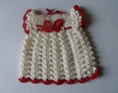Vintage Red and White Cute Dress Pot Holder