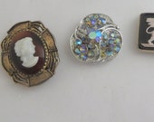 Set of 4 Vintage Re Purposed Jewelry Magnets Home Decor Kitchen Office