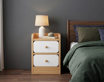 Schmaler Nachttisch Holz 2 Schublade Minimalist Nachttisch Schlafzimmer Aufbewahrung
