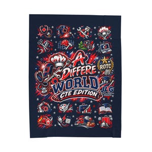 A Different World CTE Edition Velveteen Plush Blanket | Vocational Program Icons