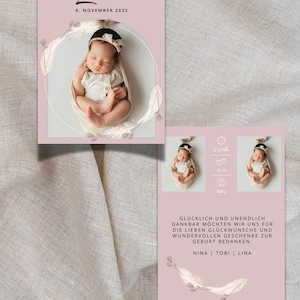 PDF/PNG/JPG: Personalized thank you card / birth announcement / postcard / gift card / digital download / print at home