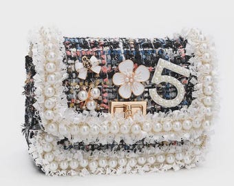 Korean Style Mini Kids pearl Bag stitched Messenger Purse Crossbody Gift for Little Girls
