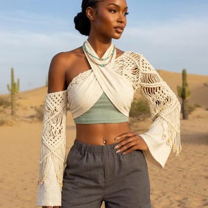 Nomad Soul Hybrid Shrug Crochet Pattern: Boho Bell Sleeve Wrap Top (Digital Download)