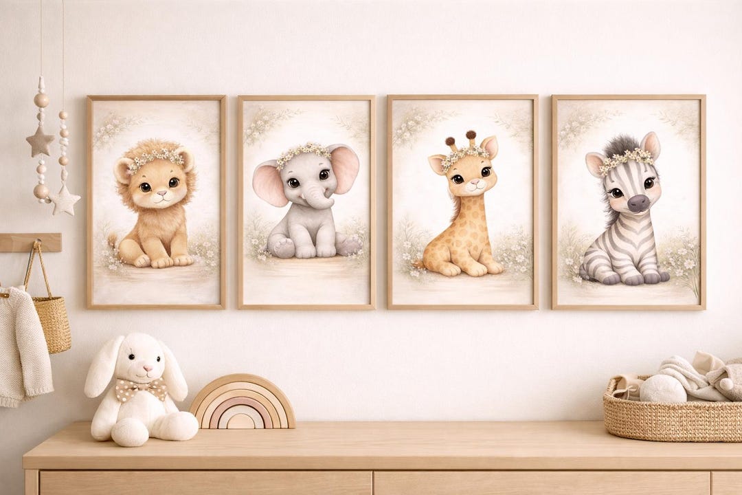 Safari Poster | Baby Animals | Children's Room | Wall Art | Digital ...