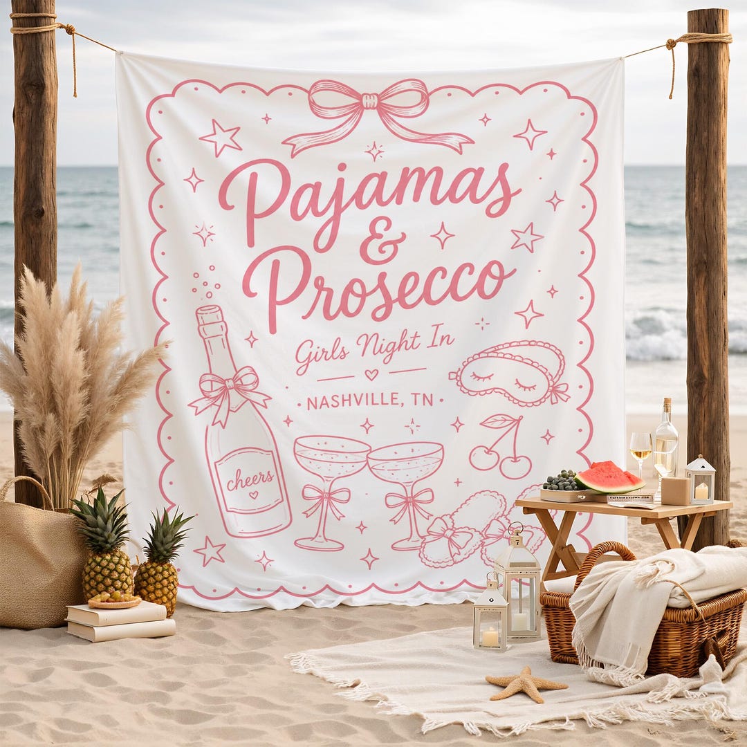 Personalized Pajamas Prosecco Tapestry,girls Night in Bachelorette ...