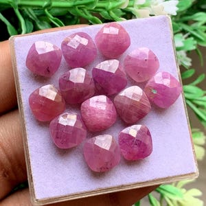 Briolette Cut Ruby Sapphire Gemstone Lot, ( 40.20 Caret Size 8 MM) Cushion Shape