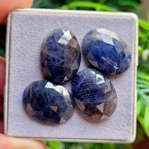 Lote de gemas de safira azul-acinzentada com lapidação rosa, 66,40 quilates, tamanho 15 x 20 mm.