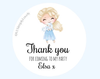 Happy Birthday Stickers Frozen Inspired Elsa Labels Personalised Custom Party Labels Sweet Bags Stickers (24 Stickers)