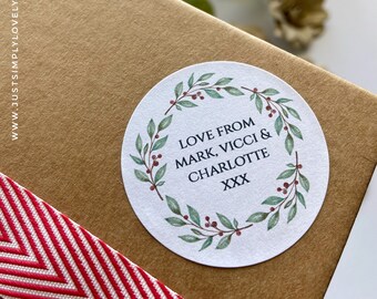 Happy Christmas Stickers Cute Labels Personalizado Custom Party Labels Sweet Bag Stickers Etiquetas de regalo (24 Stickers)