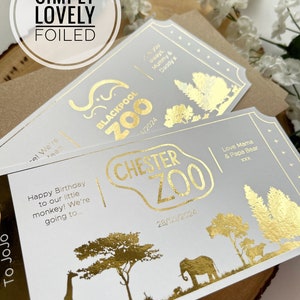 Ticket | Zoo Surprise Ticket | Attraction Ticket | Theatre | Gift Reveal | Personalised Foil Ticket | Chester Zoo | West Midlands Safari