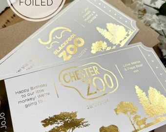 Entrada / Entrada sorpresa para el zoológico / Entrada para atracción / Teatro / Revelación de regalo / Entrada personalizada con lámina / Zoológico de Chester / Safari en West Midlands