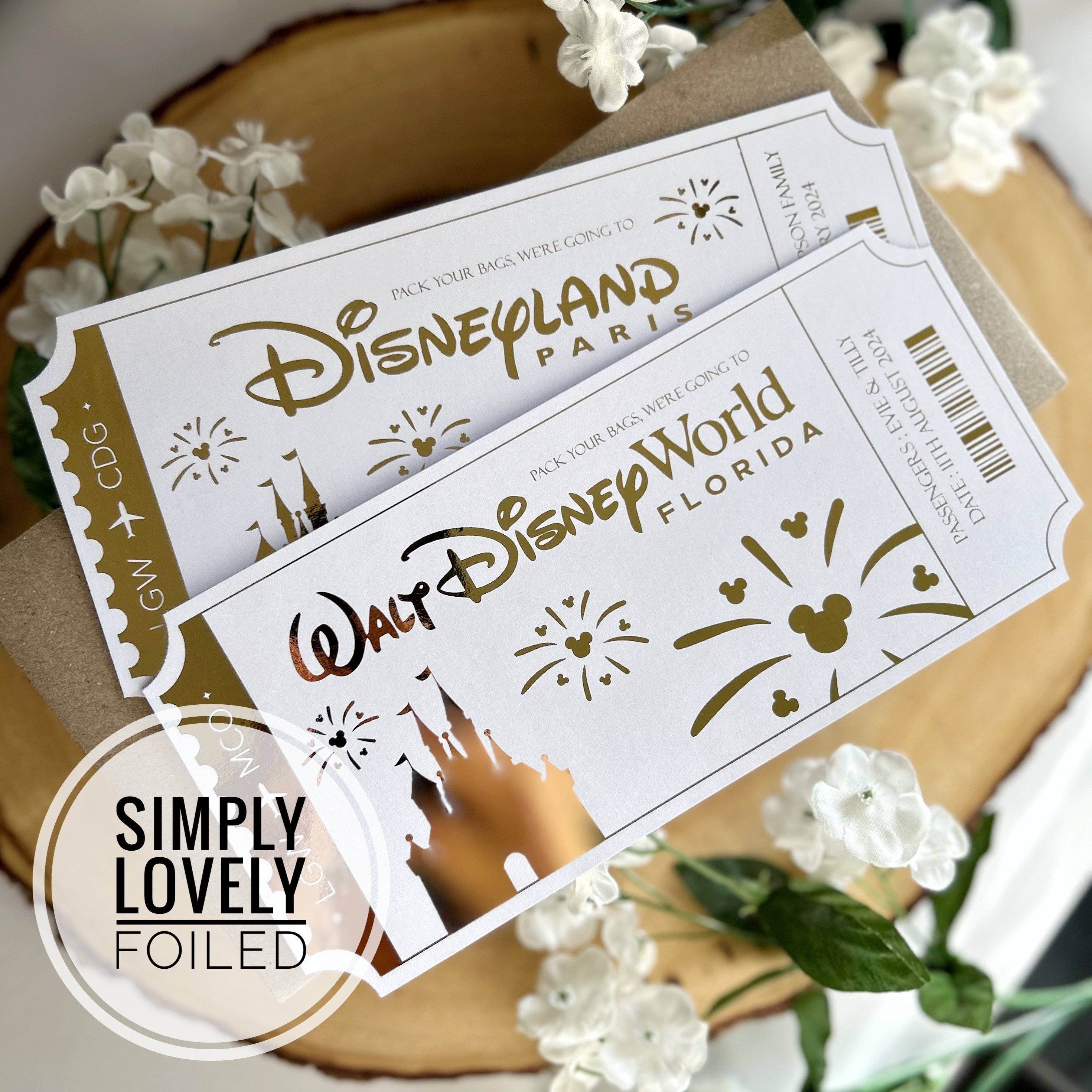 Disney World Florida | Disney Land Paris | Boarding Pass | Foil
