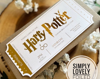 Entrada para el tour por los estudios de Harry Potter / Presentación / Entrada personalizada con lámina metálica / Entrada de recuerdo de lujo / Regalo / Hogwarts
